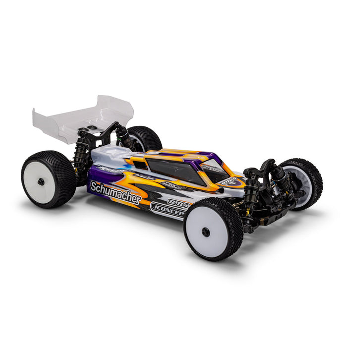 JConcepts F2 - Schumacher CAT PB Karosserie mit Teppich | Rasen | Dirt Wing Leichtbau
