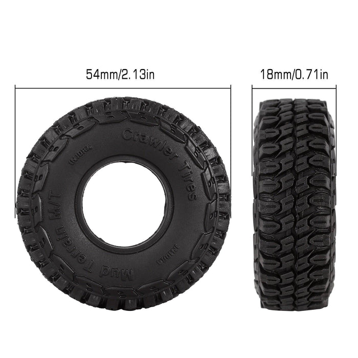 1.0" 54mm Tires Set for 1/18 1/24 Crawler (Rubber) Band en/of Velg Injora 