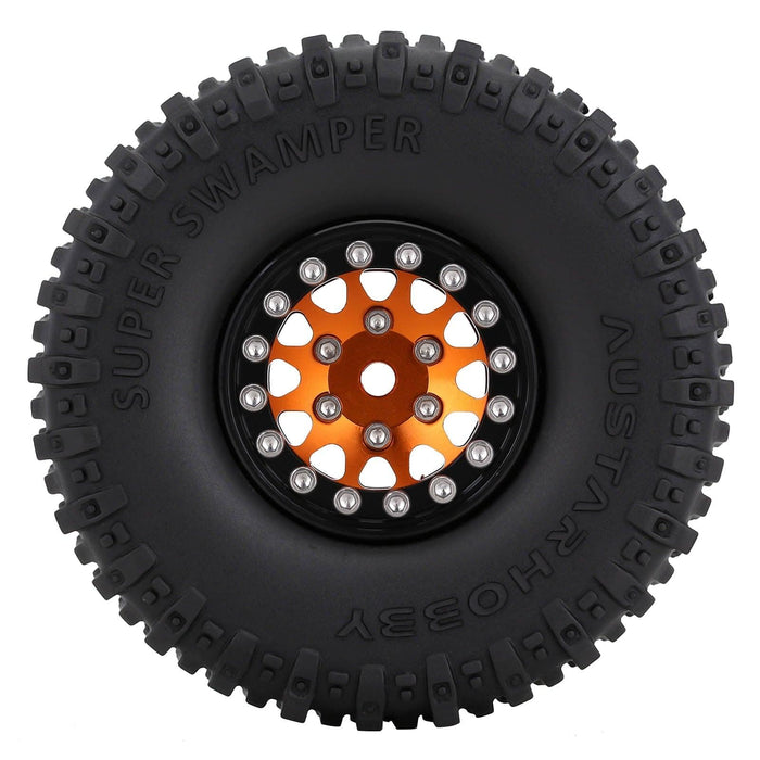 1.0" 60mm Beadlock Wheel Set for 1/24 Crawler (Aluminium+Rubber) Band en/of Velg Injora 