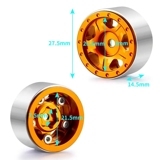 1.0" Beadlock Wheel Rims for 1/24 Crawler (Aluminium) Band en/of Velg Yeahrun 