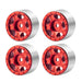1.0" Beadlock Wheel Rims for 1/24 Crawler (Aluminium) Band en/of Velg Yeahrun Red 4Pcs 