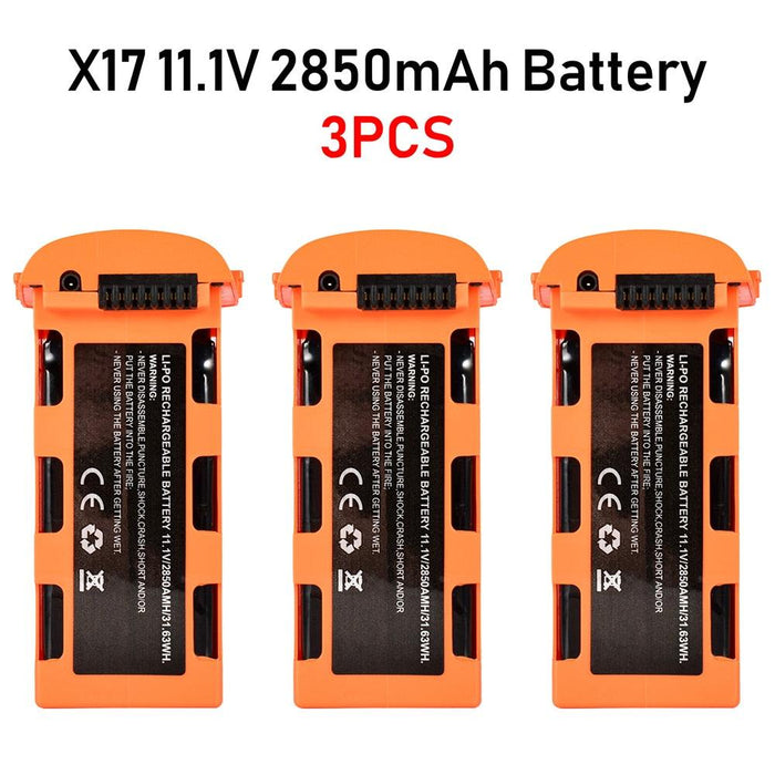 1~3PCS JJRC X17 Drone 11.1V 2850mAh 31.63WH LiPo Batteries - upgraderc