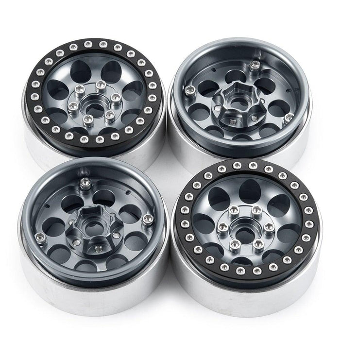1.9" Beadlock Wheel Rim Tires for 1/10 Crawler (Aluminium+Rubber) Band en/of Velg Yeahrun 4Pcs Titanium Rim 