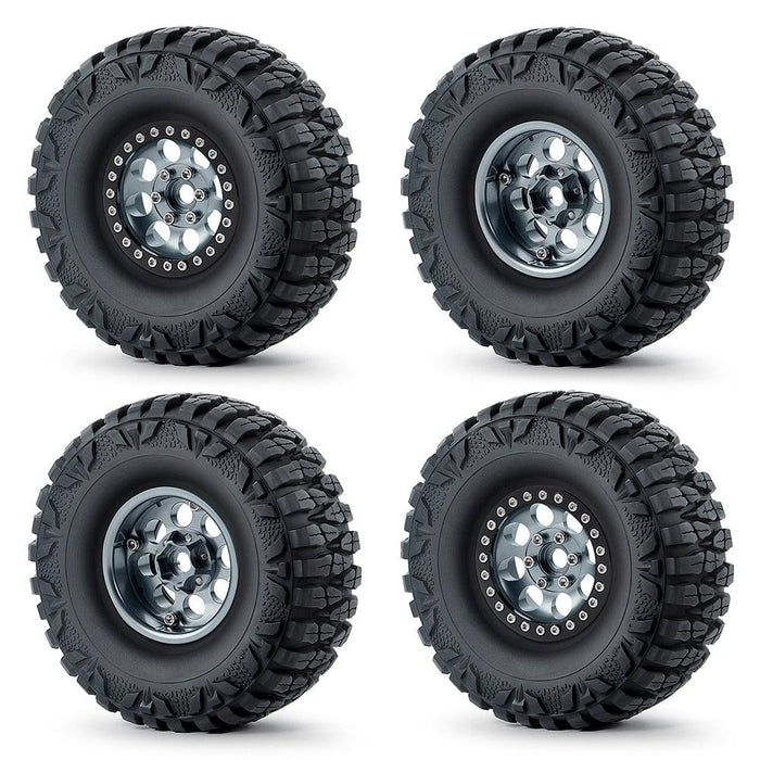 1.9" Beadlock Wheel Rim Tires for 1/10 Crawler (Aluminium+Rubber) Band en/of Velg Yeahrun Titanium Set 
