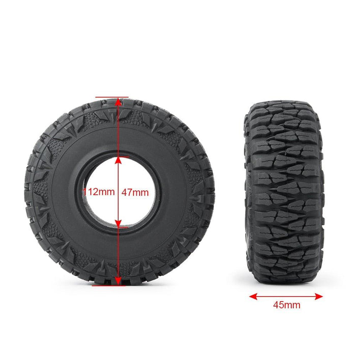 1.9" Beadlock Wheel Rim Tires for 1/10 Crawler (Aluminium+Rubber) Band en/of Velg Yeahrun 
