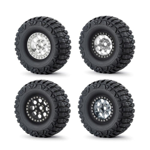 1.9" Beadlock Wheel Rim Tires for 1/10 Crawler (Aluminium+Rubber) Band en/of Velg Yeahrun 