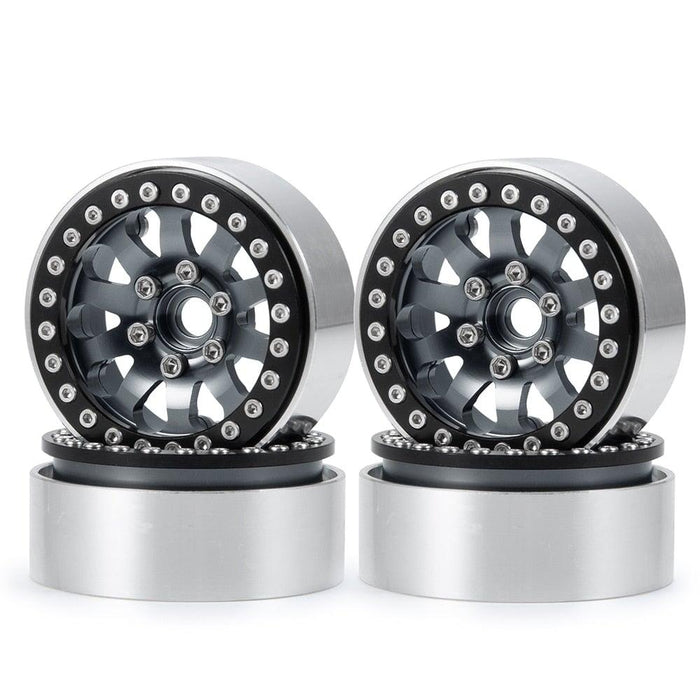 1.9" Beadlock Wheel Rims Tires for 1/10 Crawler (Aluminium+Rubber) Band en/of Velg Yeahrun 4Pcs Titanium Rim 