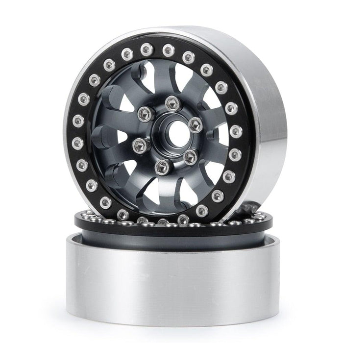 1.9" Beadlock Wheel Rims Tires for 1/10 Crawler (Aluminium+Rubber) Band en/of Velg Yeahrun 2Pcs Titanium Rim 