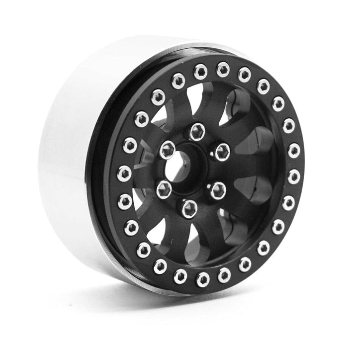 1.9" Beadlock Wheel Rims Tires for 1/10 Crawler (Aluminium+Rubber) Band en/of Velg Yeahrun 1Pcs Black Rim 