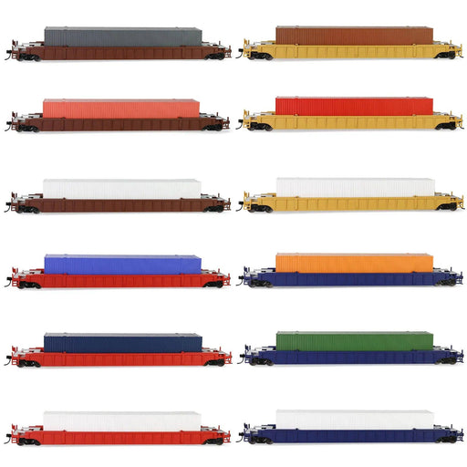 1-Set HO Scale Freight Car w/ Container 1/87 (Plastic, Metaal) C8759 - upgraderc