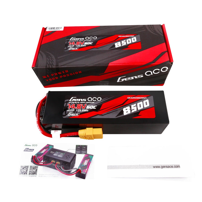 Gens Ace G-Tech 8500mAh 14.8V 60C 4S1P Lipo Battery (XT90)