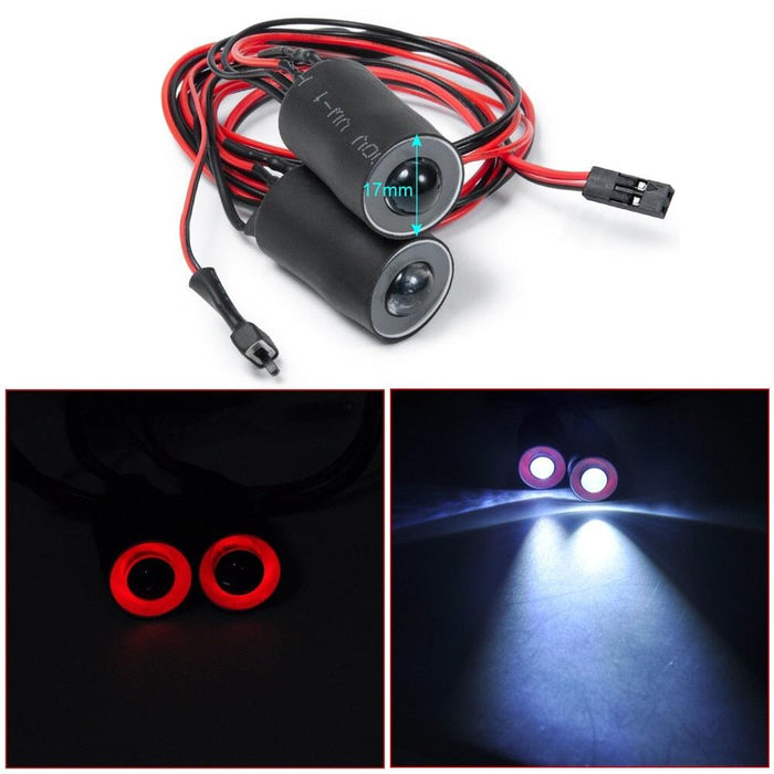 10~22mm LED Angel Eye Headlight for Traxxas, Axial 1/10 Onderdeel Yeahrun 17mm Red White 