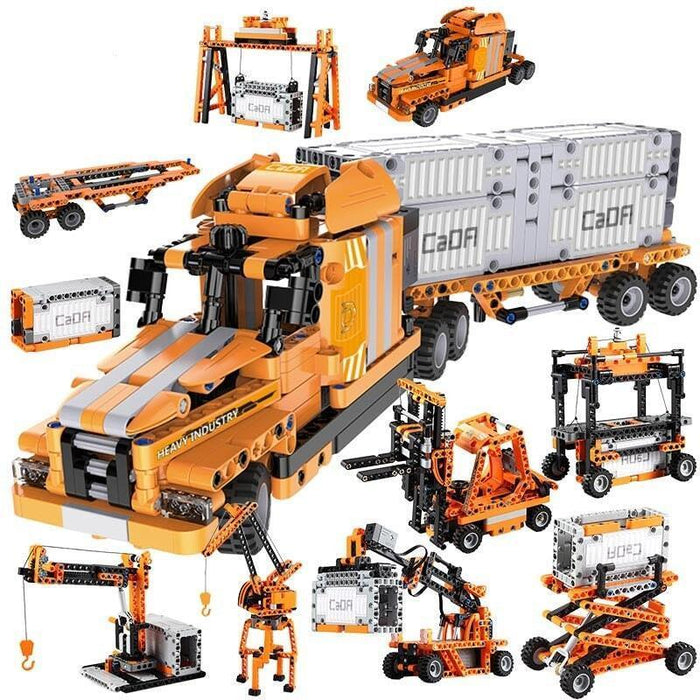 10 in 1 Aanhanger Vrachtwagen (634 stukken) Bouwset CaDA