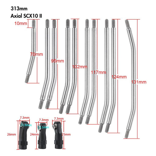 10PCS 313mm Linkage Set w/ Ball Ends for Axial SCX10 II (RVS) - upgraderc