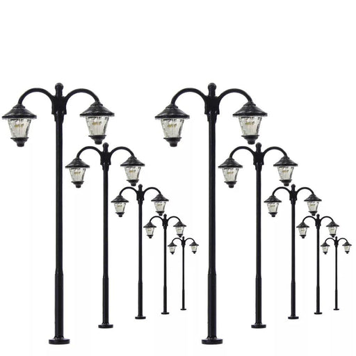 10PCS HO Scale Two-Heads Lamp Post LYM18 1/87 (Metaal) - upgraderc