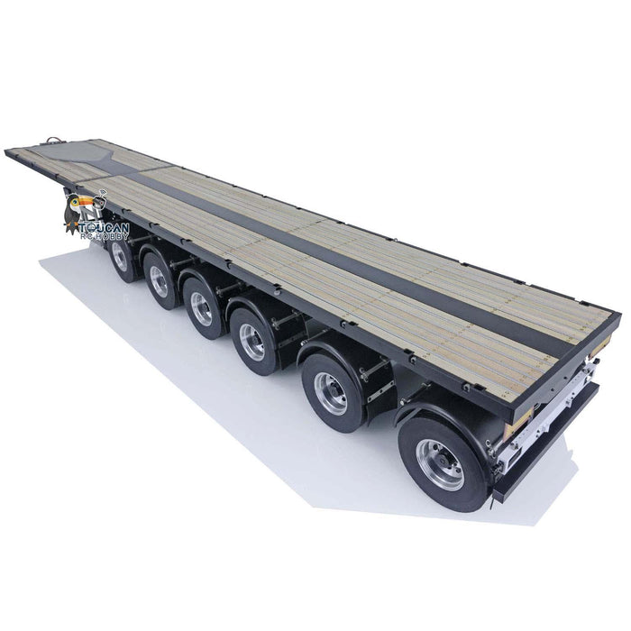 1138mm 6 Axle 1/14 Flat Trailer Kit (Hout, Metaal, ABS, Rubber) - upgraderc