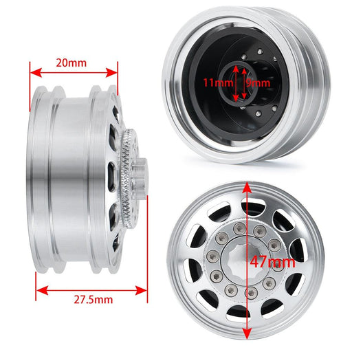 1/2PCS 27.5mm Front Wheel Rims for 1/14 Truck (47mm) Onderdeel Yeahrun 