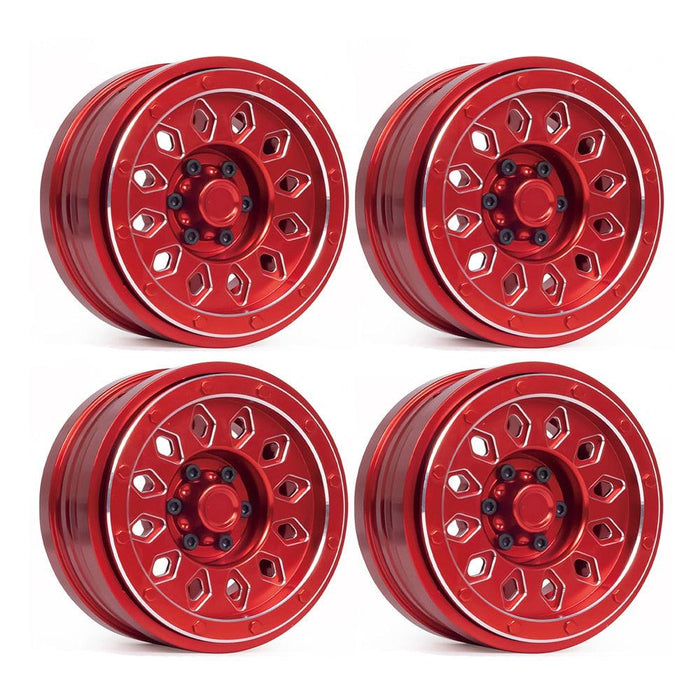1/4PCS 2.9" Beadlock Wheel Rims for 1/6 Crawler (Zwaar Aluminium) Band en/of Velg Fimonda 4 Pcs Red 