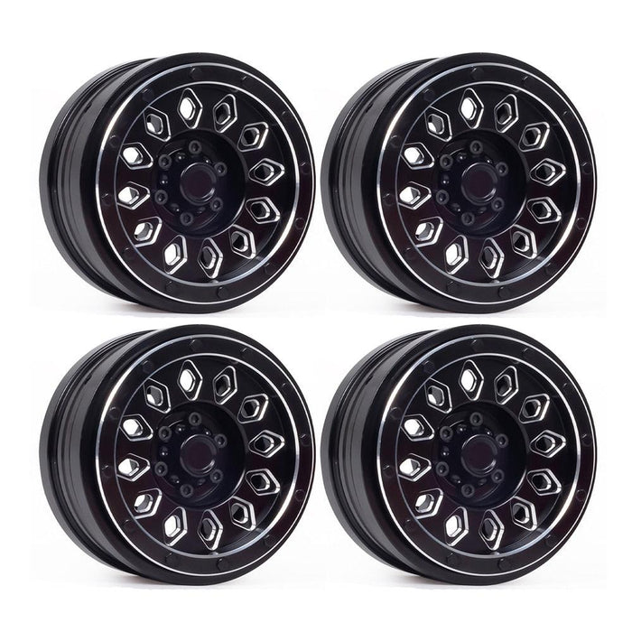 1/4PCS 2.9" Beadlock Wheel Rims for 1/6 Crawler (Zwaar Aluminium) Band en/of Velg Fimonda 4 Pcs Black 