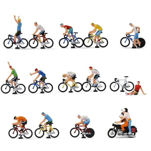 15PCS HO Scale Human Figures w/ Bicycle & Motorcycle 1/87 (Plastic) P8722 - upgraderc