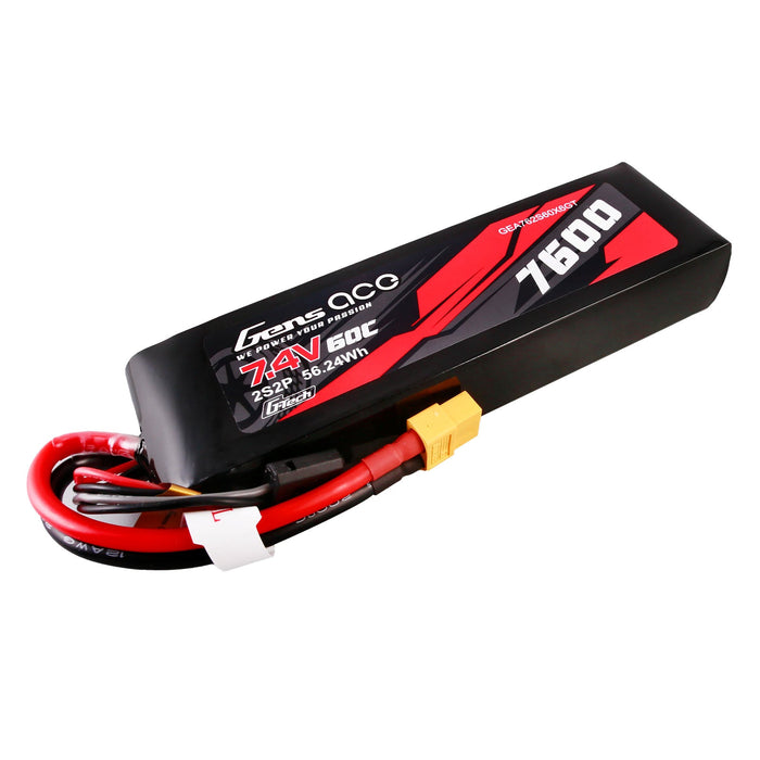 Gens Ace G-Tech 7600mAh 7.4V 60C 2S2P Lipo Battery (XT60)
