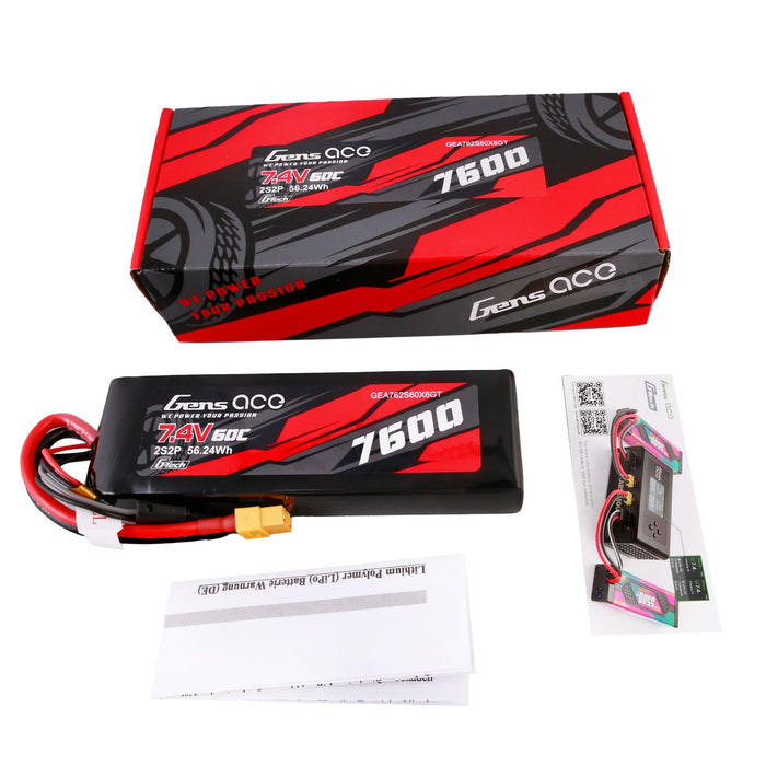 Gens Ace G-Tech 7600mAh 7.4V 60C 2S2P Lipo Battery (XT60)