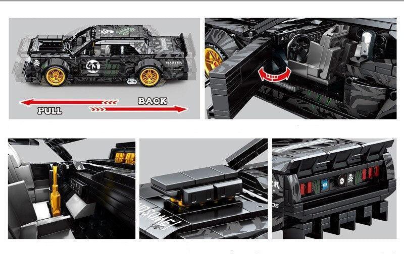 1965 Ford Mustang Pull Back Model Building Blocks (828 Stukken) - upgraderc