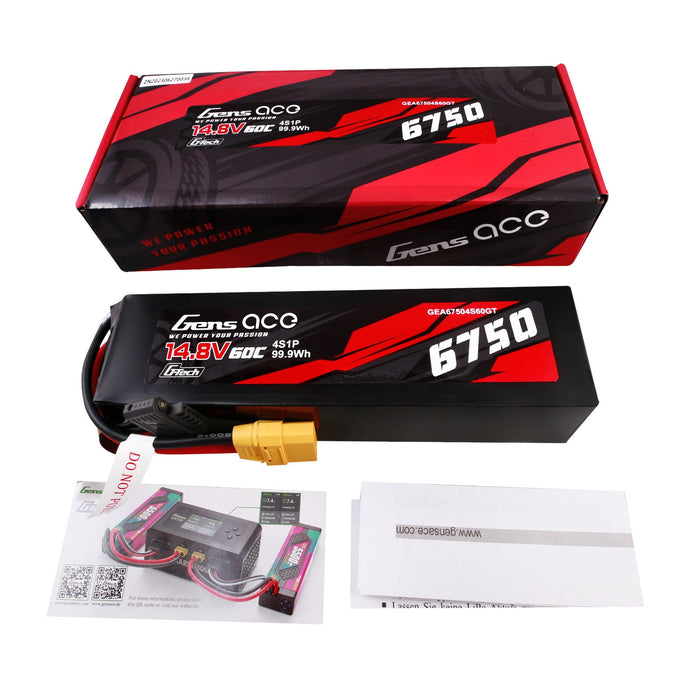 Gens Ace G-Tech 6750mAh 14.8V 60C 4S1P Lipo Battery (XT90)
