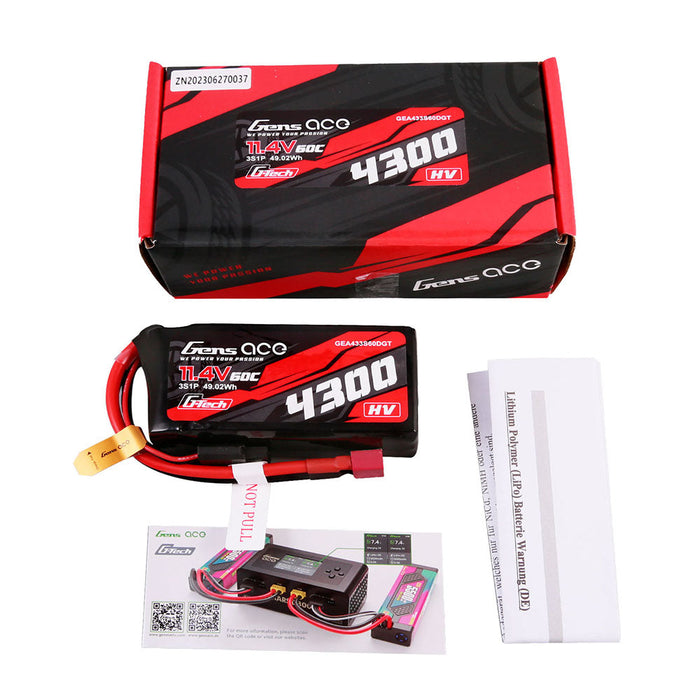 Gens Ace G-Tech 4300mAh 3S1P 11.4V 60C LiPo (T)