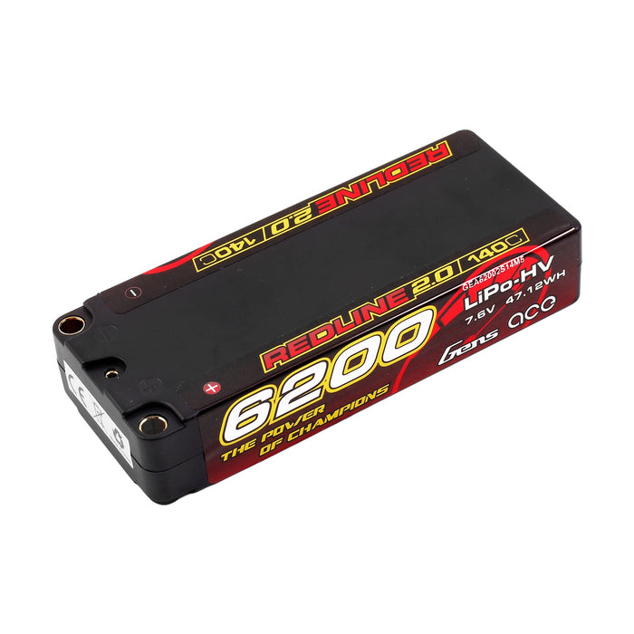 Gens Ace Redline 2.0 6200mAh 2S1P 7.6V 140C HardCase HV Lipo Battery