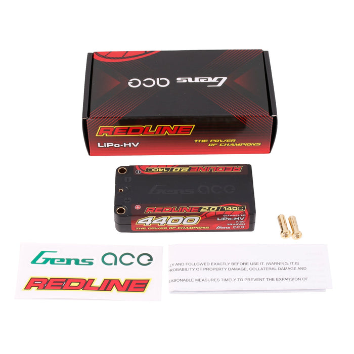 Gens Ace Redline 2.0 4400mAh 7.6V 140C 2S1P HardCase HV LiPo