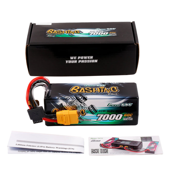 Gens Ace G-Tech Bashing 7000mAh 14.8V 60C 4S1P HardCase HV Lipo Battery (XT90)