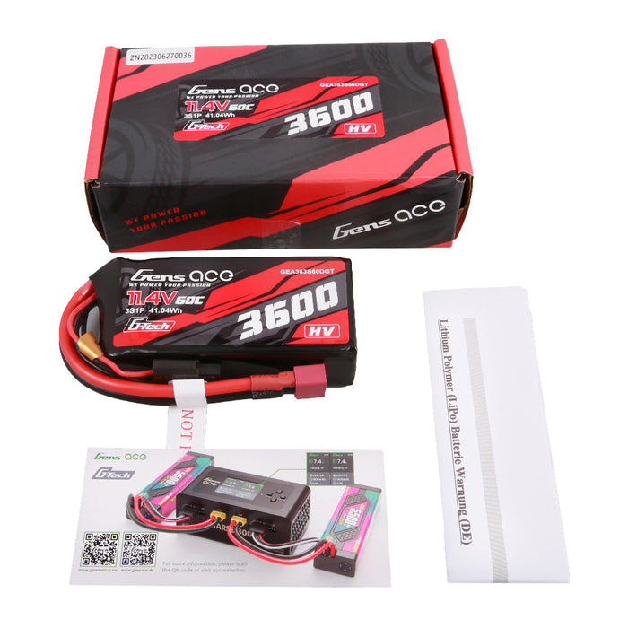 Gens Ace G-Tech 3600mAh 11.4V 3S1P 60C LiPo (T)
