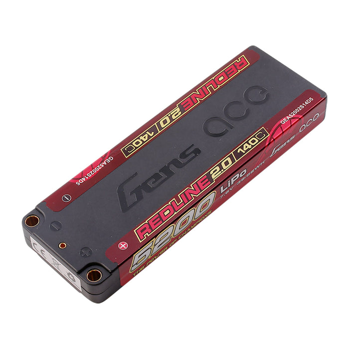 Gens Ace Redline 2.0 5200mAh 7.6V 140C 2S HardCase HV LiPo