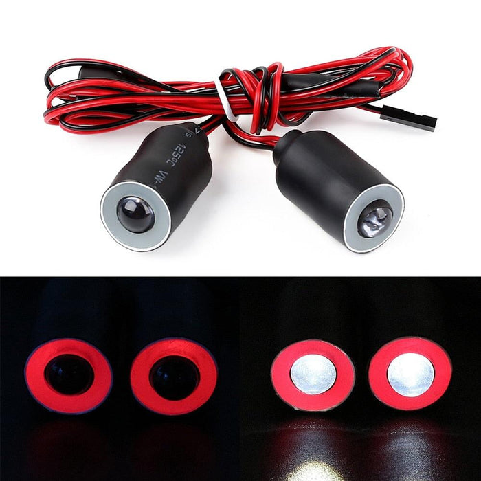 1Pair 2-Modes 19mm LED Headlight for 1/10 Crawler Onderdeel Injora Red YQ-L01RD 
