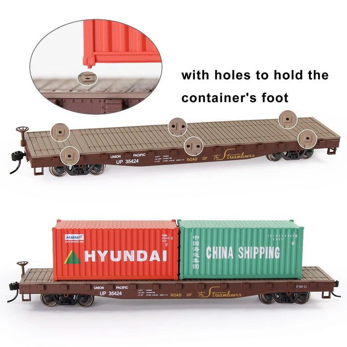 1PC HO Scale Flat Freight Car w/ Cargo 1/87 (Plastic, Metaal) C8742M - upgraderc