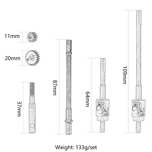 1Set Steel Front/Rear CVD, Drive Shafts & Gear for Axial SCX10 III 1/10 (Staal) Onderdeel New Enron 