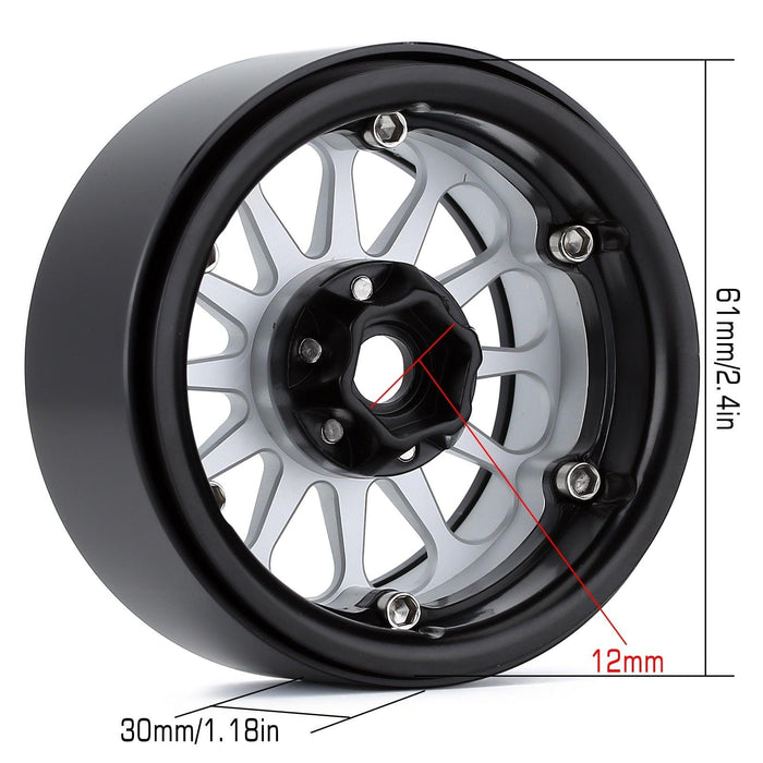 2.2" 61mm Beadlock Wheel Rims Set for 1/10 Crawler (Metaal) Band en/of Velg Injora 