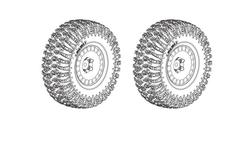 Ensemble de 2 roues 2.2" pour Absima CR4.4 Wolf 1/10