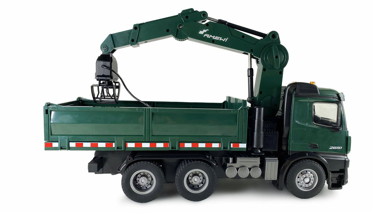 Amewi Benz Arocs Licence Crane Truck w/ Tipper 1/14 PNP (groente)