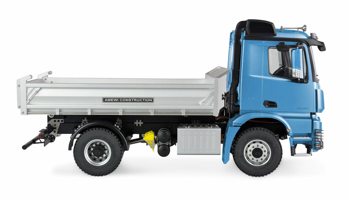 Amewi Mercedes-Benz Arocs Hydraulic Dump Truck Pro 4x4 1/14 PNP (Metaal, lichtblauw)