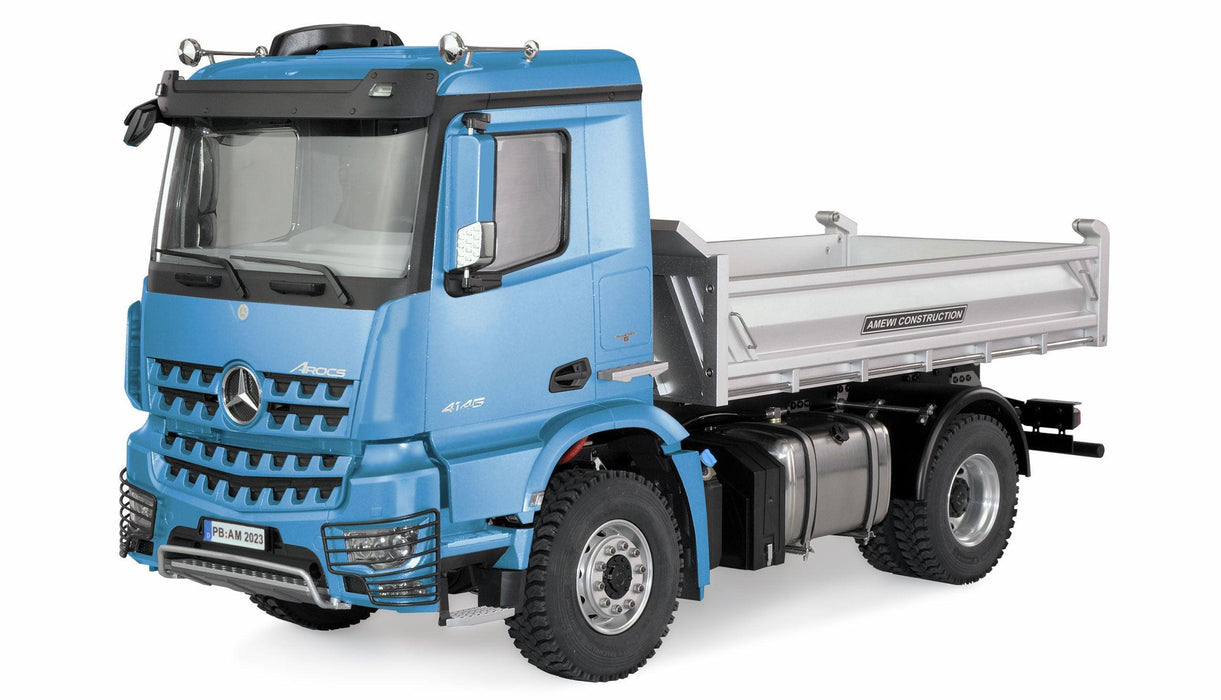 Amewi Mercedes-Benz Arocs Hydraulic Dump Truck Pro 4x4 1/14 PNP (Metaal, lichtblauw)