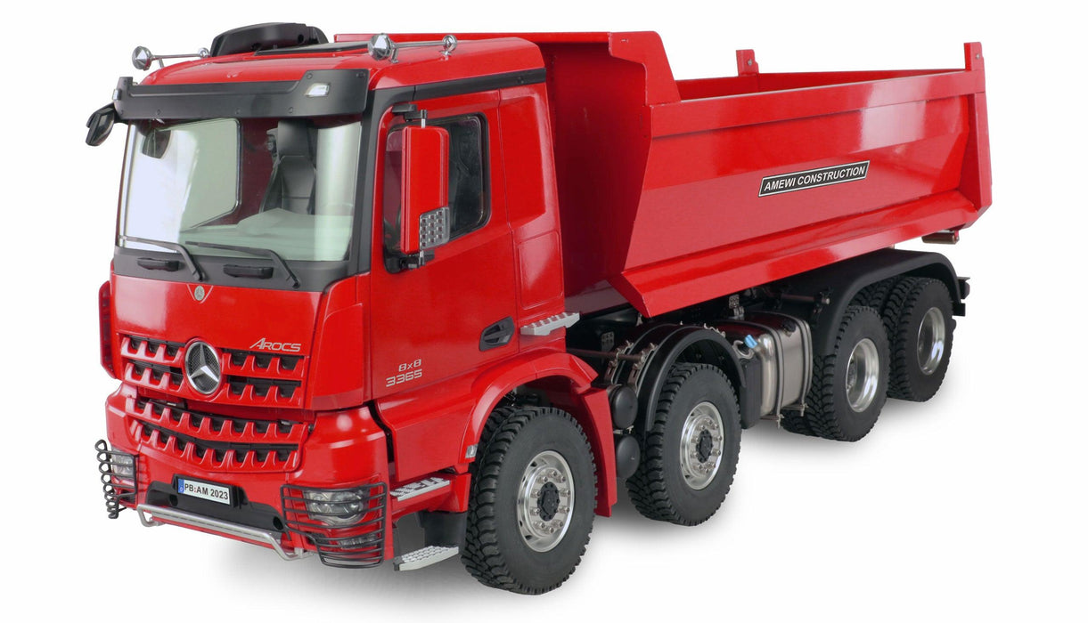 Amewi Mercedes-Benz Arocs Hydraulic Dump Truck Pro 8x8 1/14 PNP (Metaal, rood)