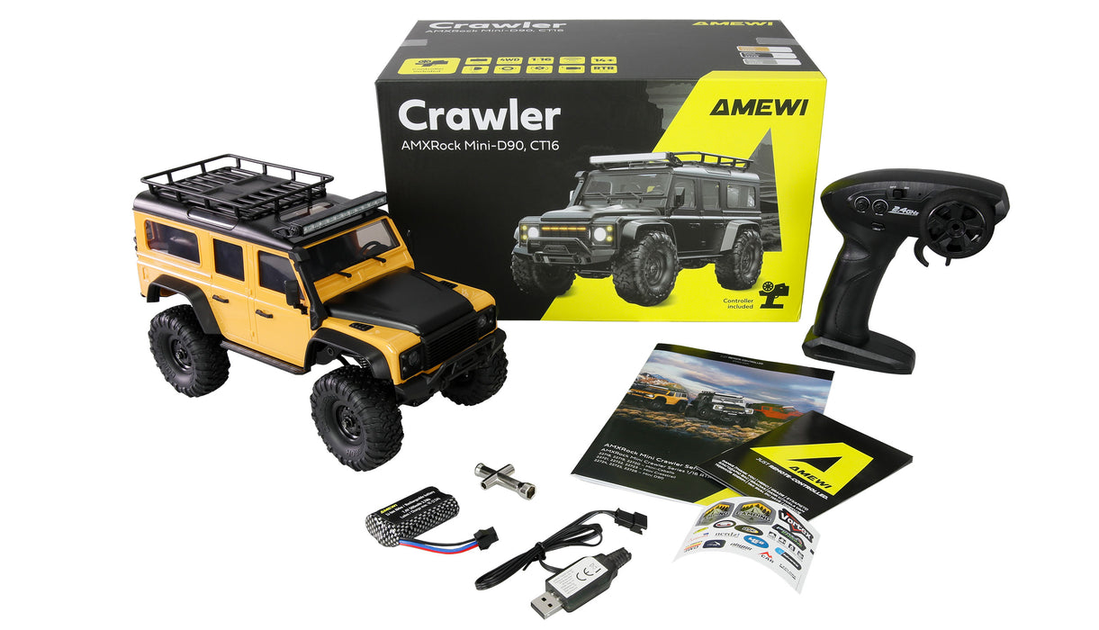 AMXRock Mini-D90 Crawler 1/16 PNP (Yellow)