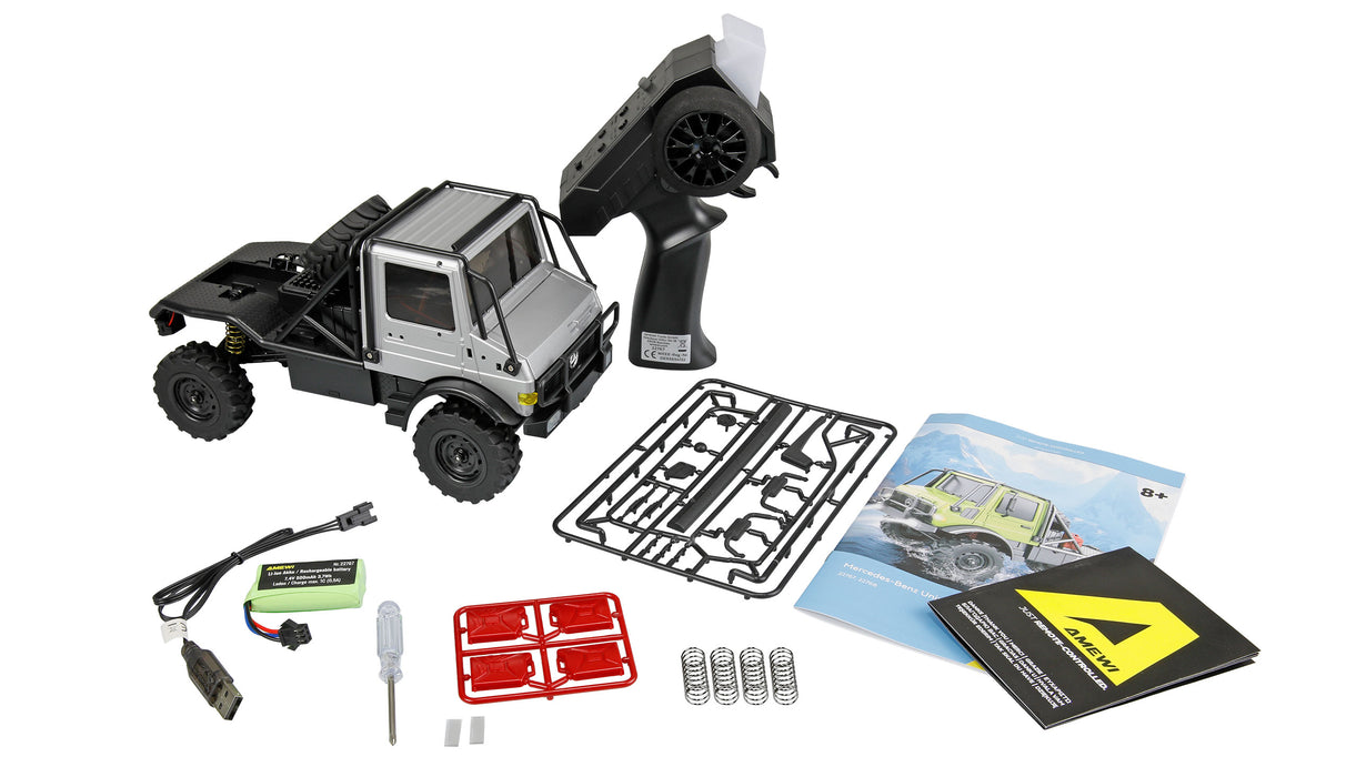 Amewi Mercedes-Benz Unimog U4000 Scale Crawler 4WD 1/18 PNP (Grey)