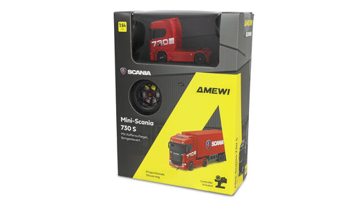 Amewi Mini Scania 730 S with Box Semi-trailer 4WD 1/64 RTR (Red)