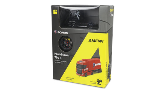 Amewi Mini Scania 730 S with Box Semi-trailer 4WD 1/64 RTR (Black)