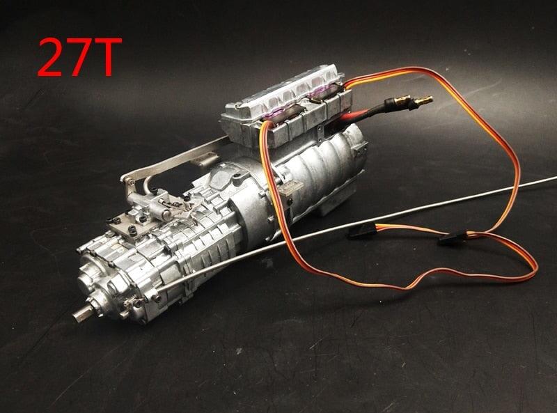 27~55T Gearbox Power Take-off w/ Oil Pump Speed for Tamiya Truck 1/14 (Metaal) Onderdeel RCATM Gearbox (27T Motor) 