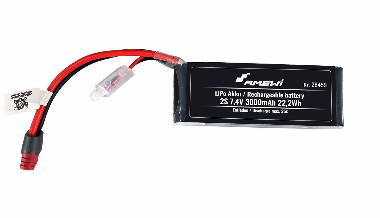 LiPo Akku 2S 7,4V 3000mAh 25C (Dean)