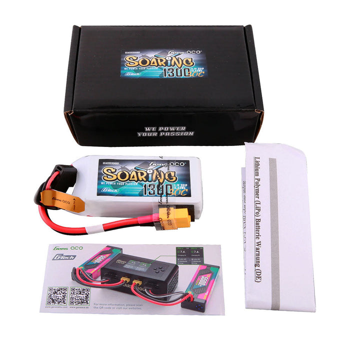 Gens Ace G-Tech Soaring 1300mAh 11.1V 30C 3S1P LiPo (XT60)
